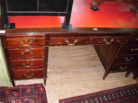 Large early 20th century mahogany pedestal desk(-)